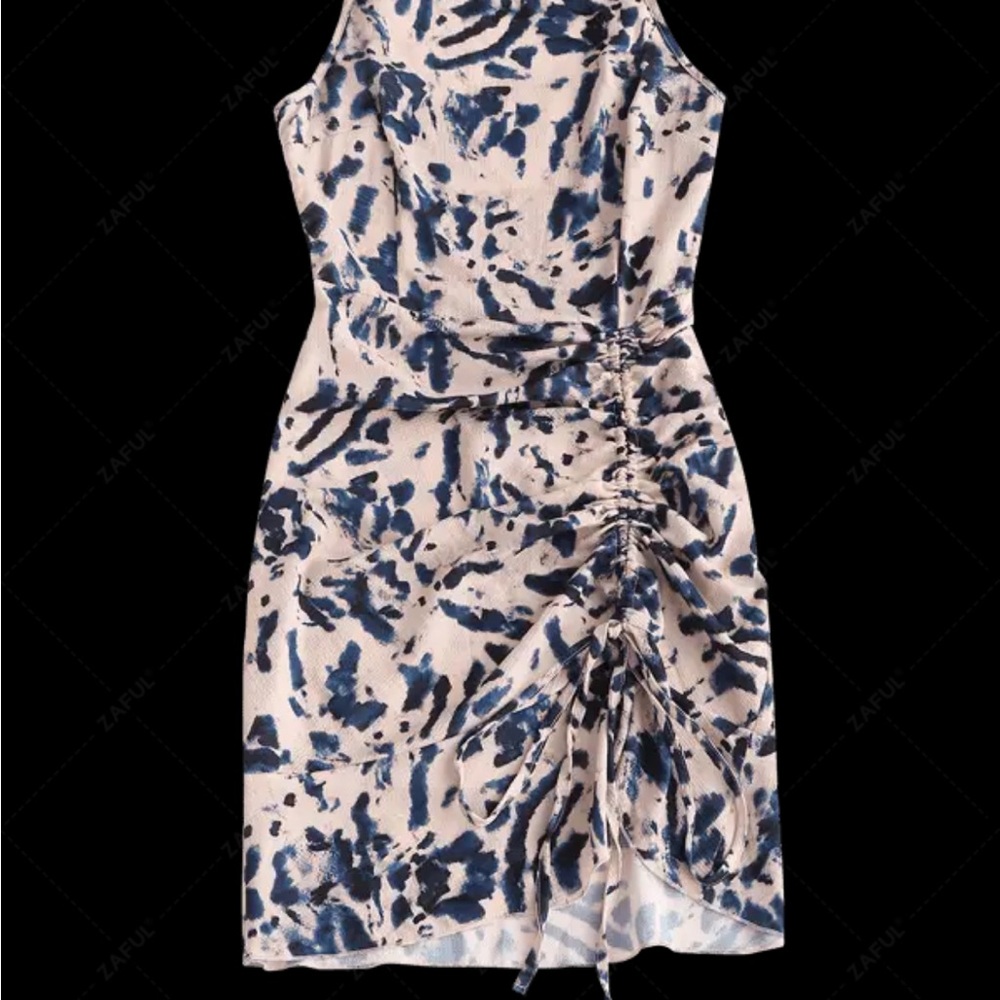 Zaful Blue and White Patterned Dress